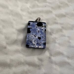 Vintage Venice Murano Glass pendant Purple Black Silver